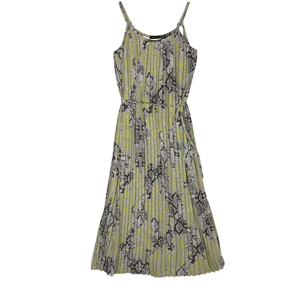 Black Tape Women's XS Snake Print Pleated Midi Dress with Belt